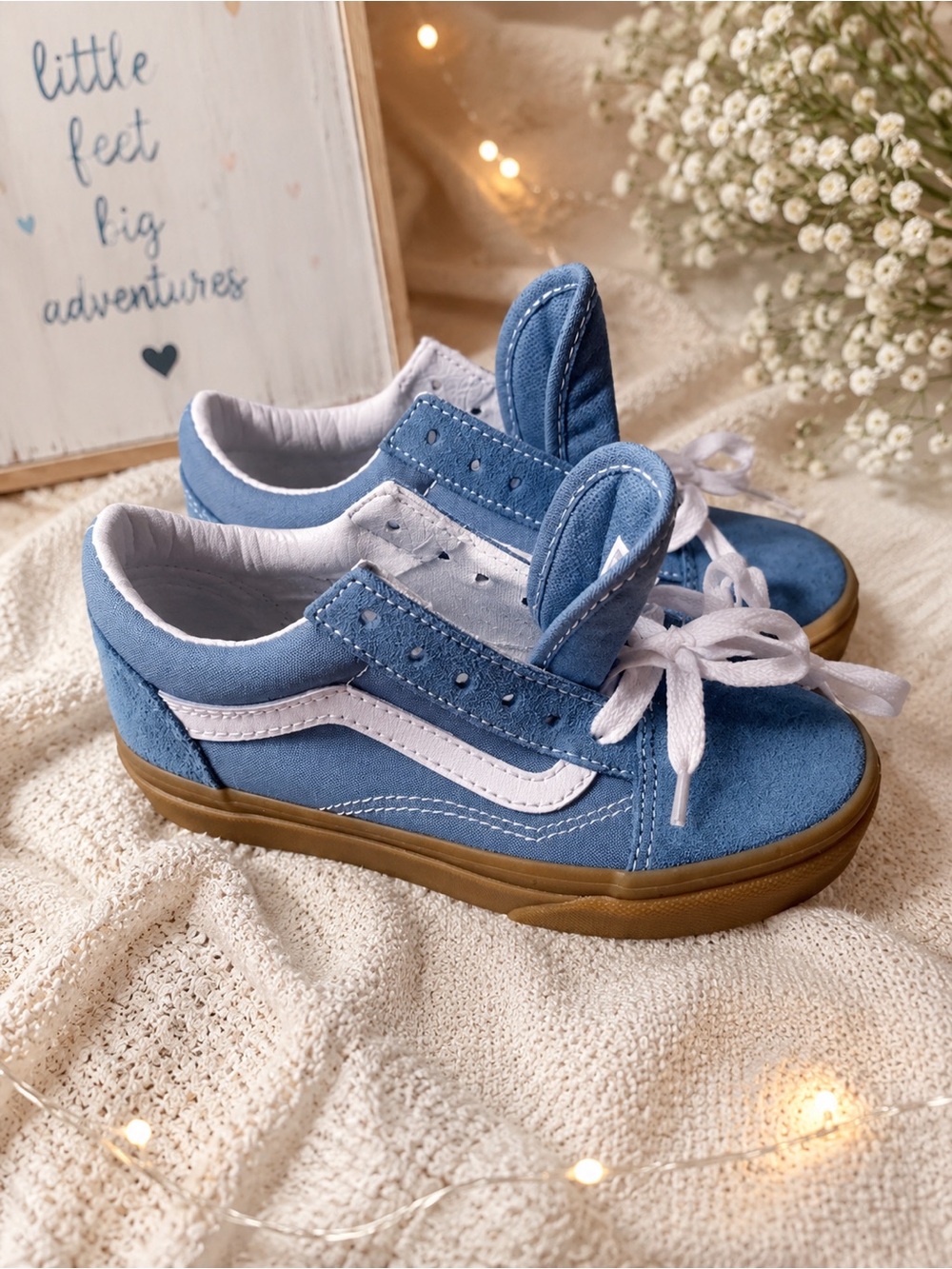 VANS Old Skool Blue Suede Low Top Lace-Up Sneakers Unisex Kids US 13 Brand New